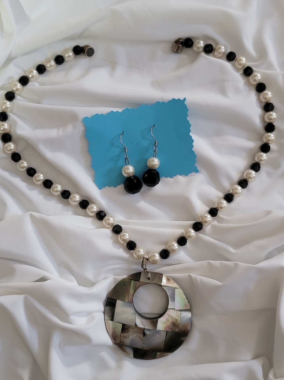 Mother of Pearl Necklace with Matching Earrings